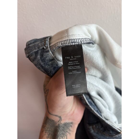 Rag & Bone Miramar Pants Terry Denim Print High Rise Wide Leg Women Size 32 - Picture 9 of 9